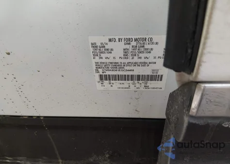 2014 Ford Explorer Xlt z USA, uszkodzony, nr VIN 1FM5K8D81EGC54468